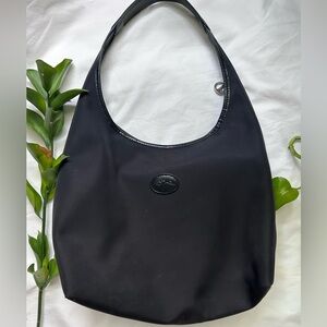 Black Longchamp Nylon Shoulder Bag